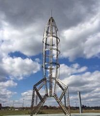 Large Antique Erector Space Rocket Ship Sculpture Model Built – 3 ft. Tall Art