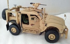Built 1/35 US M 1240A1 M-ATV with added bumper and remote machine gun, radios,