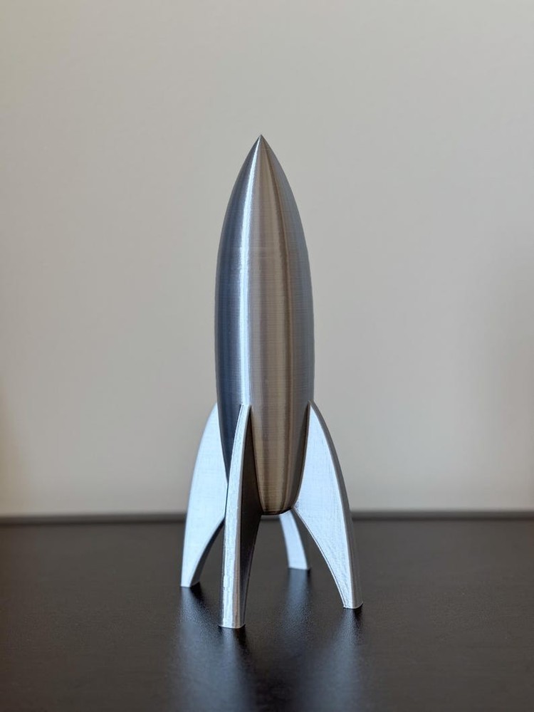 Silver Rocket Ship, Retro Rocket Ship Model, Rocket Decoration,Space Theme Decor