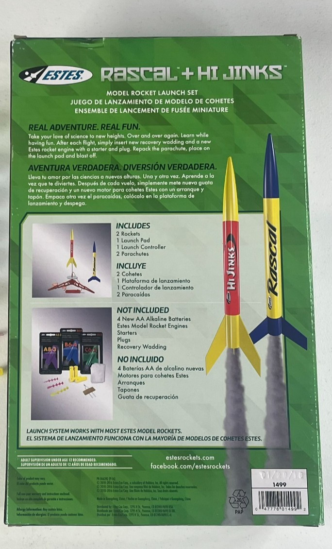 Estes Rascal + Hi Jinks Flying Model Rocket Launch Set 1499 Age 10+ New Sealed gallery