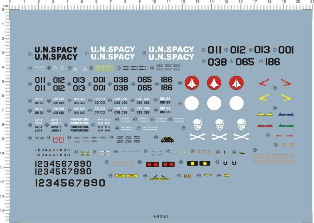 Detail Up 1/60 Scale VF-1A/S Macross Spacecraft Model Markings Water Slide Decal