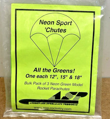 Neon Green Sport Chutes Model Rocket Parachutes 12″,15″,18″