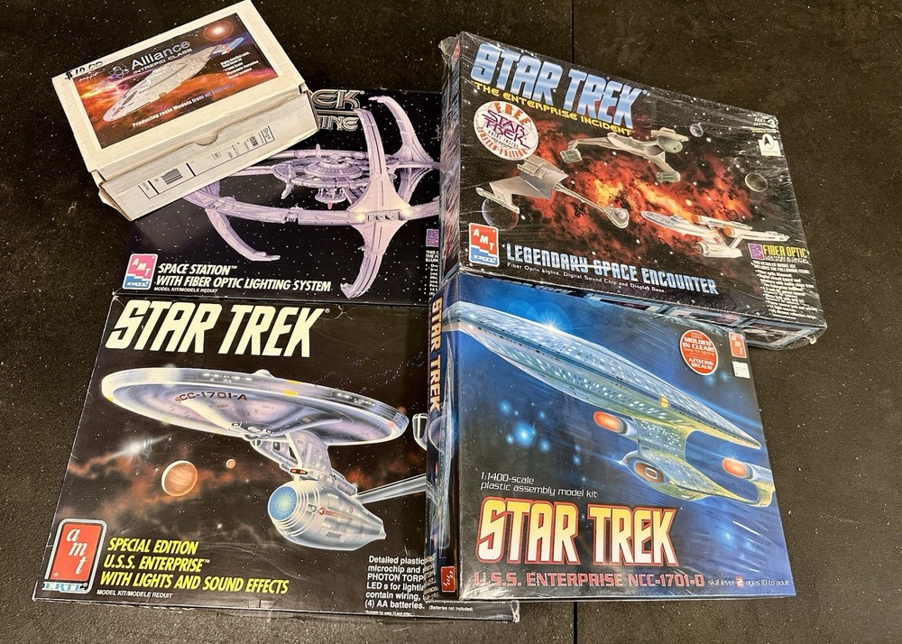 Star Trek Model Kit Lot: Space Station, U.S.S. Enterprise, Space Encounter. New!