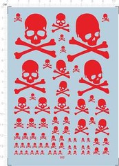 Detail 1/72 1/60 1/144 Bone Skull Marcross Markings Model Water Slide Decal Red
