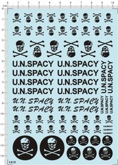 Different Scales 1/60 1/72 VF-1 Macross U.N.SPACY Skulls Water Slide Decal Black