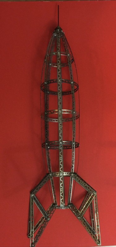 Large Antique Erector Space Rocket Ship Sculpture Model Built - 3 ft. Tall Art gallery