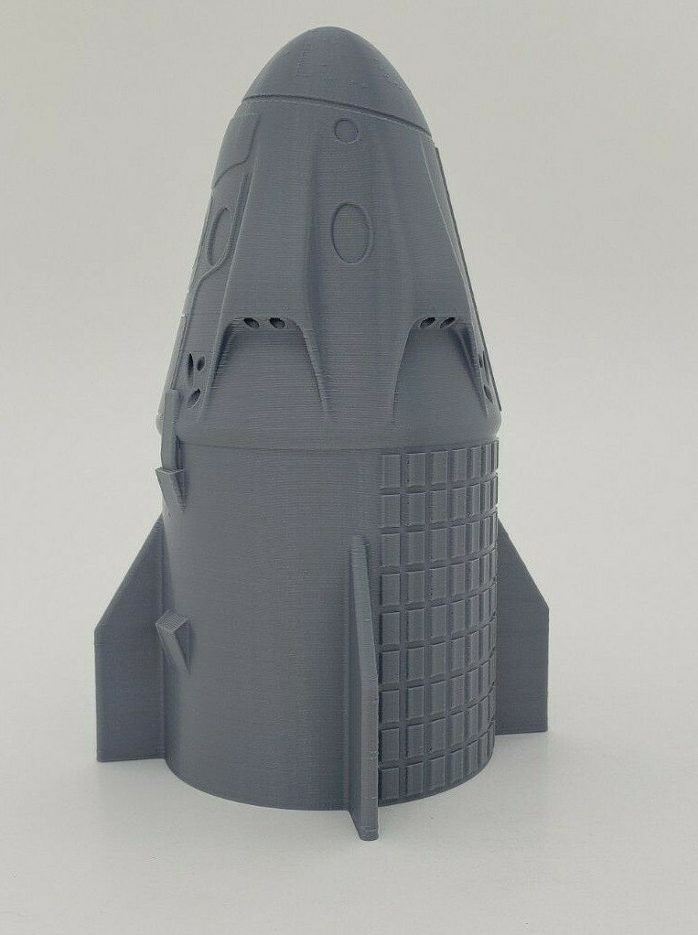3D Printed 1/48 SpaceX Dragon Capsule Display Figure 6.7" Silver PLA Plastic gallery