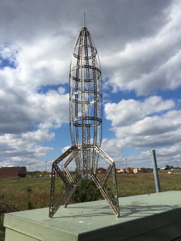 Large Antique Erector Space Rocket Ship Sculpture Model Built - 3 ft. Tall Art gallery