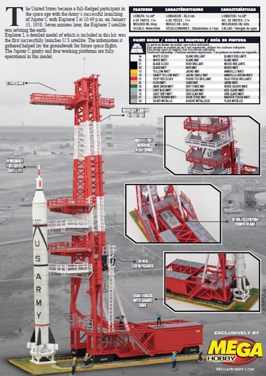 Revell 1:110 Jupiter-C Rocket w/Gantry Tower & Crew Model Kit RMX3706-NEW gallery