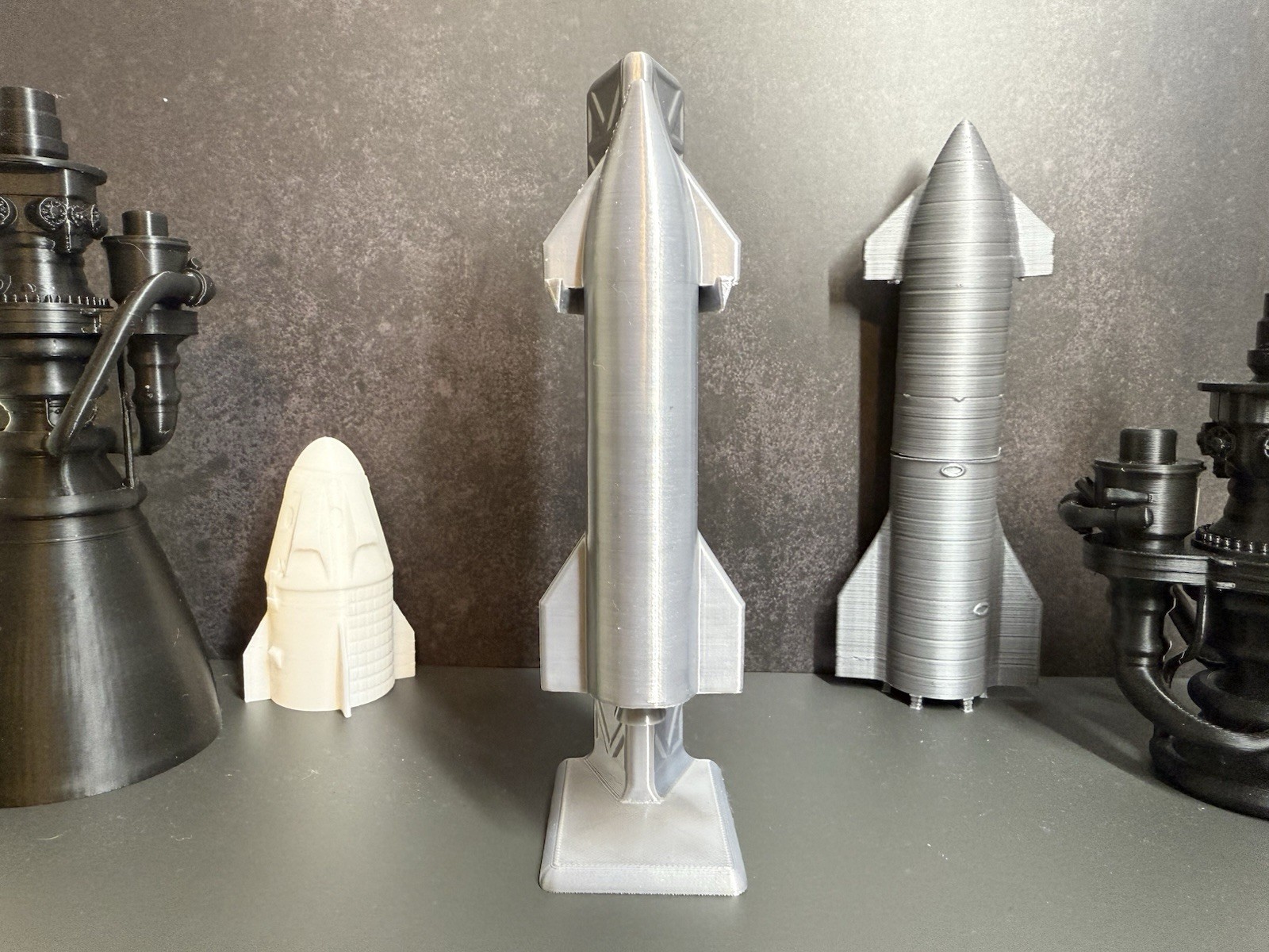 SpaceX Starship Rocket with Launch Tower | 3D Printed Model | Silky Silver |... gallery