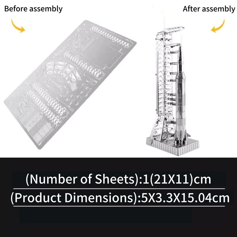 15cm X 5cm 1:770 Metal USA Apollo 11 Saturn V w/ Gantry Unassembled Model gallery