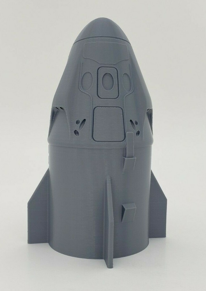 3D Printed 1/48 SpaceX Dragon Capsule Display Figure 6.7" Silver PLA Plastic gallery